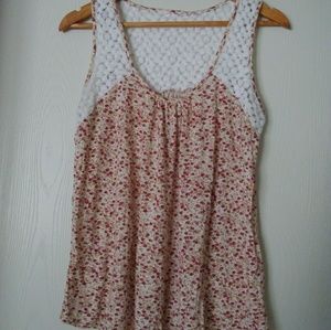 Floral and crochet tank top